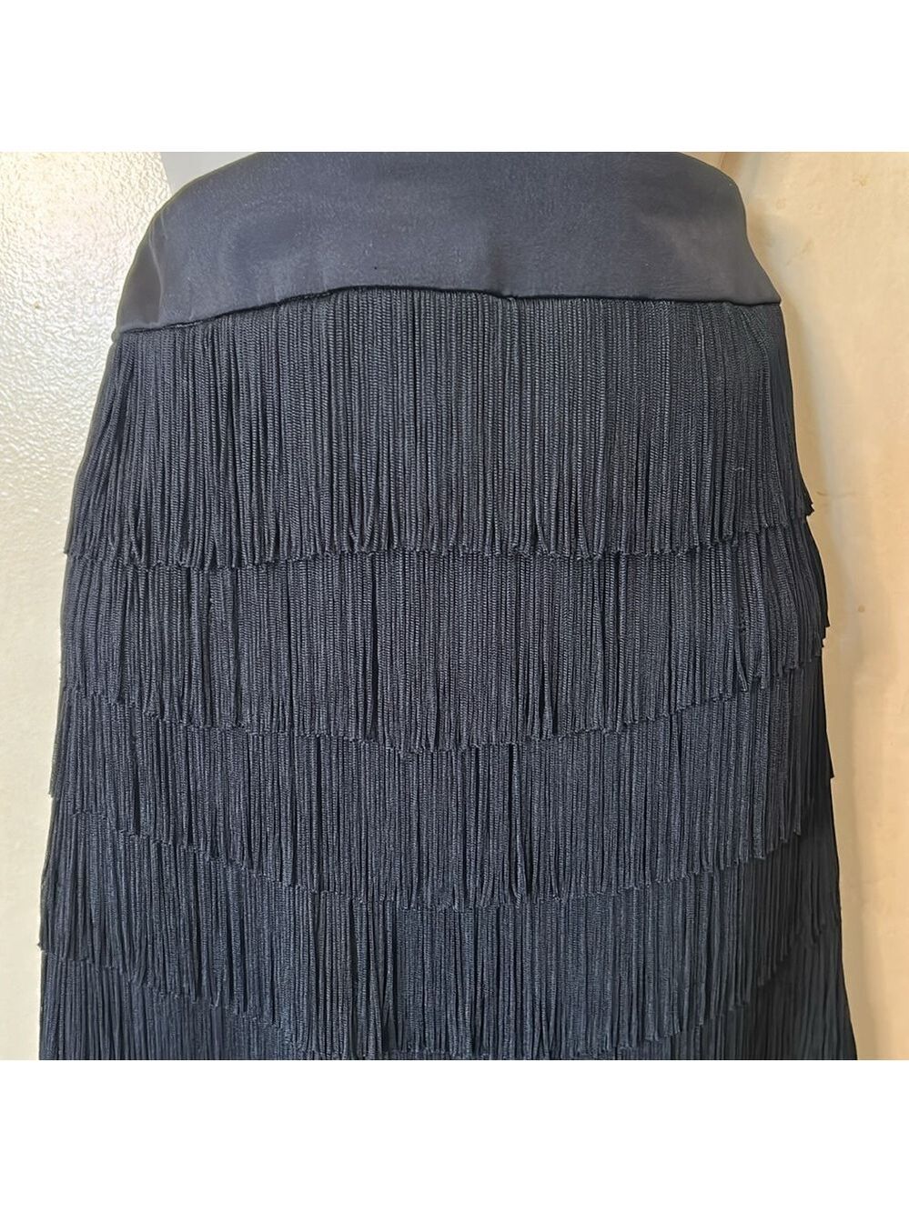 Jaygodfrey black silk fringe skirt size 8 - Picture 3 of 8